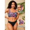 image:imageWomen Sport Bra Swimsuit Top  Swim Bra Bikini Top Only Scoop Neck Bathing Top 2025 SwimwearColorful Leopard