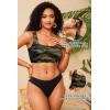 image:imageWomen Sport Bra Swimsuit Top  Swim Bra Bikini Top Only Scoop Neck Bathing Top 2025 SwimwearGreen Camo