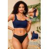 image:imageWomen Sport Bra Swimsuit Top  Swim Bra Bikini Top Only Scoop Neck Bathing Top 2025 SwimwearNavy Blue