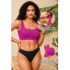 image:imageWomen Sport Bra Swimsuit Top  Swim Bra Bikini Top Only Scoop Neck Bathing Top 2025 SwimwearPurple Pink