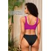 image:imageWomen Sport Bra Swimsuit Top  Swim Bra Bikini Top Only Scoop Neck Bathing Top 2025 SwimwearPurple Pink