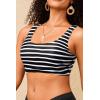 image:imageWomen Sport Bra Swimsuit Top  Swim Bra Bikini Top Only Scoop Neck Bathing Top 2025 SwimwearUnderwire Black Striped