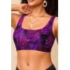 image:imageWomen Sport Bra Swimsuit Top  Swim Bra Bikini Top Only Scoop Neck Bathing Top 2025 SwimwearUnderwire Purple Leaves