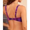 image:imageWomen Sport Bra Swimsuit Top  Swim Bra Bikini Top Only Scoop Neck Bathing Top 2025 SwimwearUnderwire Purple Leaves