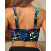 image:imageWomens Bikini Top  Supportive Swimsuit for Large Bust  2025 Cut Out Twist Swim TopBlack and Colorful Leaves