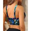 image:imageWomens Bikini Top  Supportive Swimsuit for Large Bust  2025 Cut Out Twist Swim TopBlack and Colorful Leaves