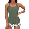 image:imageYonique 2 Piece Tankini Swimsuits for Women with Boy Shorts Athletic Swim Tank Top Bathing SuitsGreen Palm Tree