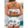 image:imageYonique 3 Piece Tankini Swimsuits for Women Swim Tank Top Bathing Suits with Boy Shorts and Bra Athletic SwimwearGreen Palm Tree