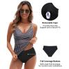 image:imageYonique Tankini Swimsuits for Women Tummy Control Bathing Suits Two Piece Tankini Tops with Bikini Bottoms Twist SwimwearBlack Striped