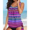 image:imageYonique Womens Blouson Tankini Top Only Loose Fit Swim Top No Bottom Modest SwimsuitPink Tribal