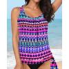 image:imageYonique Womens Blouson Tankini Top Only Loose Fit Swim Top No Bottom Modest SwimsuitPink Tribal