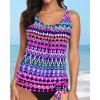 image:imageYonique Womens Blouson Tankini Top Only Loose Fit Swim Top No Bottom Modest SwimsuitPink Tribal