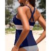 image:imageYonique Womens Halter Tankini Top V Neck Swim Top Tummy Control Bathing SuitNavy Blue 01