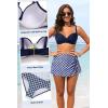 image:imageYonique Womens Underwire Bikini with Swim Skirt  2026 Tummy Control Two Piece Bathing Suit High Waisted Push Up SwimwearBlue Geometry