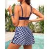 image:imageYonique Womens Underwire Bikini with Swim Skirt  2026 Tummy Control Two Piece Bathing Suit High Waisted Push Up SwimwearBlue Geometry