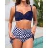 image:imageYonique Womens Underwire Bikini with Swim Skirt  2026 Tummy Control Two Piece Bathing Suit High Waisted Push Up SwimwearBlue Geometry
