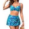 image:imageYonique Womens Underwire Bikini with Swim Skirt  2026 Tummy Control Two Piece Bathing Suit High Waisted Push Up SwimwearBlue Leaves