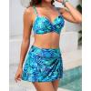 image:imageYonique Womens Underwire Bikini with Swim Skirt  2026 Tummy Control Two Piece Bathing Suit High Waisted Push Up SwimwearBlue Leaves