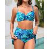 image:imageYonique Womens Underwire Bikini with Swim Skirt  2026 Tummy Control Two Piece Bathing Suit High Waisted Push Up SwimwearBlue Leaves