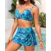image:imageYonique Womens Underwire Bikini with Swim Skirt  2026 Tummy Control Two Piece Bathing Suit High Waisted Push Up SwimwearBlue Leaves