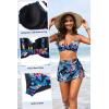 image:imageYonique Womens Underwire Bikini with Swim Skirt  2026 Tummy Control Two Piece Bathing Suit High Waisted Push Up SwimwearBlue and Flower