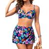 image:imageYonique Womens Underwire Bikini with Swim Skirt  2026 Tummy Control Two Piece Bathing Suit High Waisted Push Up SwimwearColorful Flower
