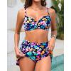 image:imageYonique Womens Underwire Bikini with Swim Skirt  2026 Tummy Control Two Piece Bathing Suit High Waisted Push Up SwimwearColorful Flower