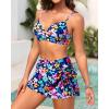 image:imageYonique Womens Underwire Bikini with Swim Skirt  2026 Tummy Control Two Piece Bathing Suit High Waisted Push Up SwimwearColorful Flower