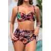 image:imageYonique Womens Underwire Bikini with Swim Skirt  2026 Tummy Control Two Piece Bathing Suit High Waisted Push Up SwimwearColorful Leaves
