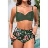 image:imageYonique Womens Underwire Bikini with Swim Skirt  2026 Tummy Control Two Piece Bathing Suit High Waisted Push Up SwimwearOlive Green Floral