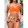 image:imageYonique Womens Underwire Bikini with Swim Skirt  2026 Tummy Control Two Piece Bathing Suit High Waisted Push Up SwimwearOrange Flowers
