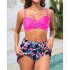 image:imageYonique Womens Underwire Bikini with Swim Skirt  2026 Tummy Control Two Piece Bathing Suit High Waisted Push Up SwimwearPink and Floral