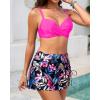 image:imageYonique Womens Underwire Bikini with Swim Skirt  2026 Tummy Control Two Piece Bathing Suit High Waisted Push Up SwimwearPink and Floral