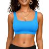 image:imageWomen Sport Bra Swimsuit Top  Swim Bra Bikini Top Only Scoop Neck Bathing Top 2025 SwimwearBlue