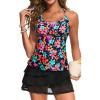 image:imageYonique Two Piece Tankini Swimsuits for Women with Shorts Tummy Control Bathing Suits Athletic SwimwearColorful  Floral