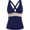 image:imageYonique Womens Halter Tankini Top V Neck Swim Top Tummy Control Bathing SuitNavy Blue 01