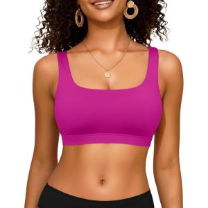 image:imageWomen Sport Bra Swimsuit Top  Swim Bra Bikini Top Only Scoop Neck Bathing Top 2025 SwimwearPurple Pink