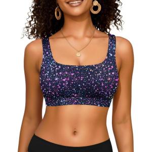 image:imageWomen Sport Bra Swimsuit Top  Swim Bra Bikini Top Only Scoop Neck Bathing Top 2025 SwimwearStarry Sky