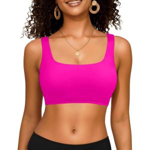 image:imageWomen Sport Bra Swimsuit Top  Swim Bra Bikini Top Only Scoop Neck Bathing Top 2025 SwimwearUnderwire Pink