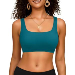 image:imageWomen Sport Bra Swimsuit Top  Swim Bra Bikini Top Only Scoop Neck Bathing Top 2025 SwimwearUnderwire Teal