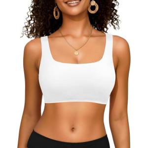 image:imageWomen Sport Bra Swimsuit Top  Swim Bra Bikini Top Only Scoop Neck Bathing Top 2025 SwimwearUnderwire White
