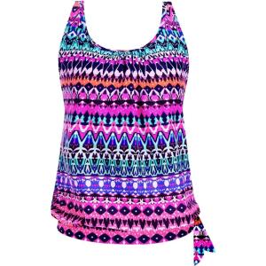 image:imageYonique Womens Blouson Tankini Top Only Loose Fit Swim Top No Bottom Modest SwimsuitPink Tribal