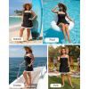 image:imageYonique Plus Size Tankini Swimsuit with Skirt  Two Piece Tummy Control Bathing Suit with Pockets 2026 Swimwear Blue Leaves 14W