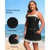 image:imageYonique Plus Size Tankini Swimsuit with Skirt  Two Piece Tummy Control Bathing Suit with Pockets 2026 SwimwearBlack Color Block