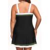 image:imageYonique Plus Size Tankini Swimsuit with Skirt  Two Piece Tummy Control Bathing Suit with Pockets 2026 SwimwearBlack Color Block