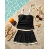 image:imageYonique Plus Size Tankini Swimsuit with Skirt  Two Piece Tummy Control Bathing Suit with Pockets 2026 SwimwearBlack Color Block