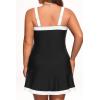 image:imageYonique Plus Size Tankini Swimsuit with Skirt  Two Piece Tummy Control Bathing Suit with Pockets 2026 SwimwearBlack and White