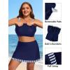image:imageYonique Plus Size Tankini Swimsuit with Skirt  Two Piece Tummy Control Bathing Suit with Pockets 2026 SwimwearNavy Striped