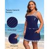 image:imageYonique Plus Size Tankini Swimsuit with Skirt  Two Piece Tummy Control Bathing Suit with Pockets 2026 SwimwearNavy Striped