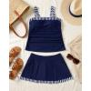 image:imageYonique Plus Size Tankini Swimsuit with Skirt  Two Piece Tummy Control Bathing Suit with Pockets 2026 SwimwearNavy Striped